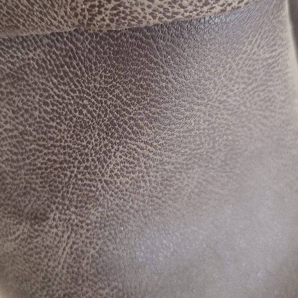 FERGIE Gold Tone Studded Faux Leather Pointed Toe Heeled Boots - Picture 15 of 15